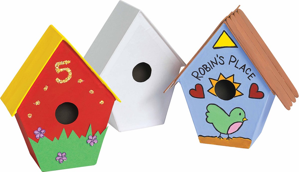 Vogelhuisjes | Wit | 14,5 x 6,5 x 17.5 cm | 12 stuks